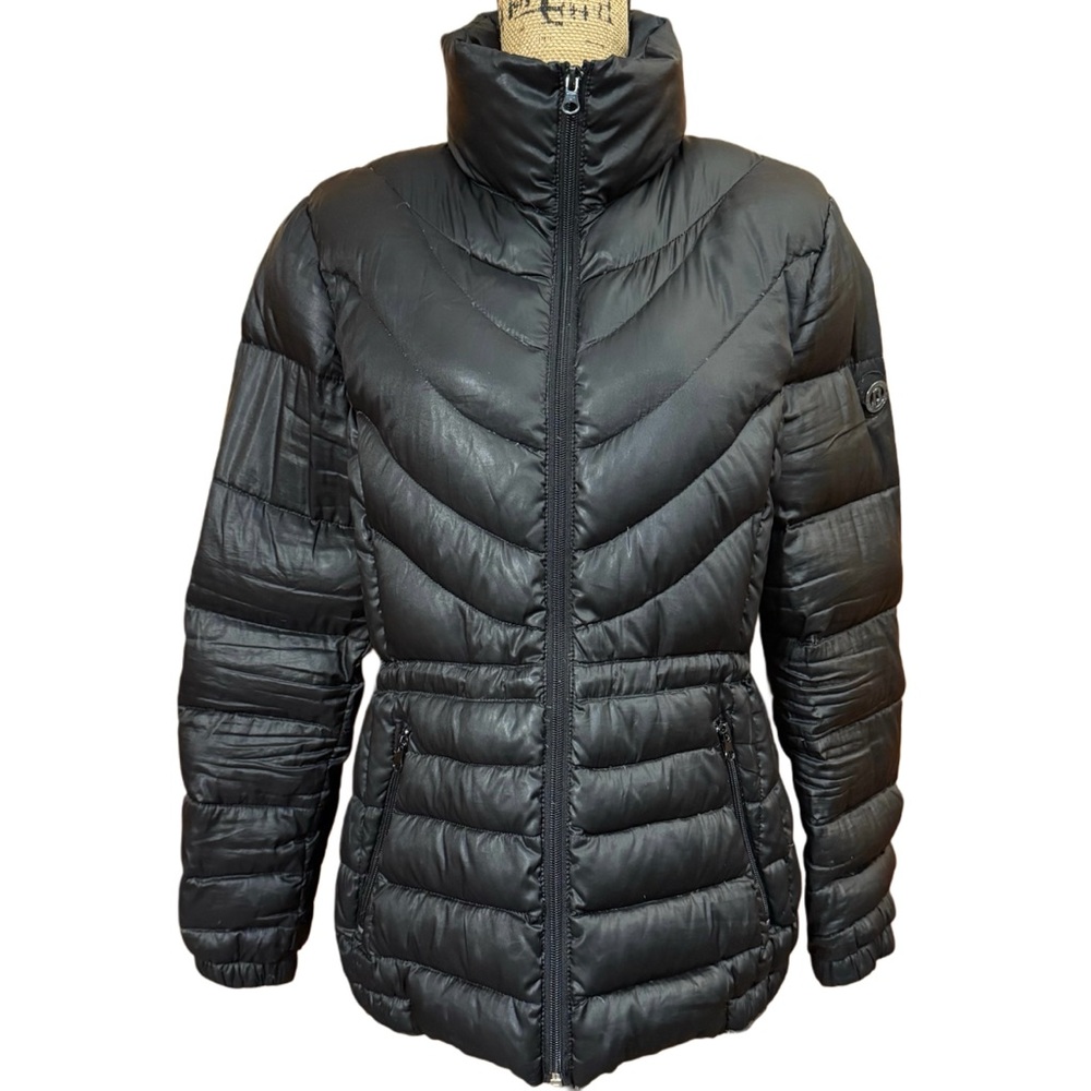 Bernardo Black Puffer Jacket With Adjustable Waist Size Medium